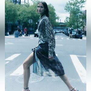 Zara linen blend wrap skirt